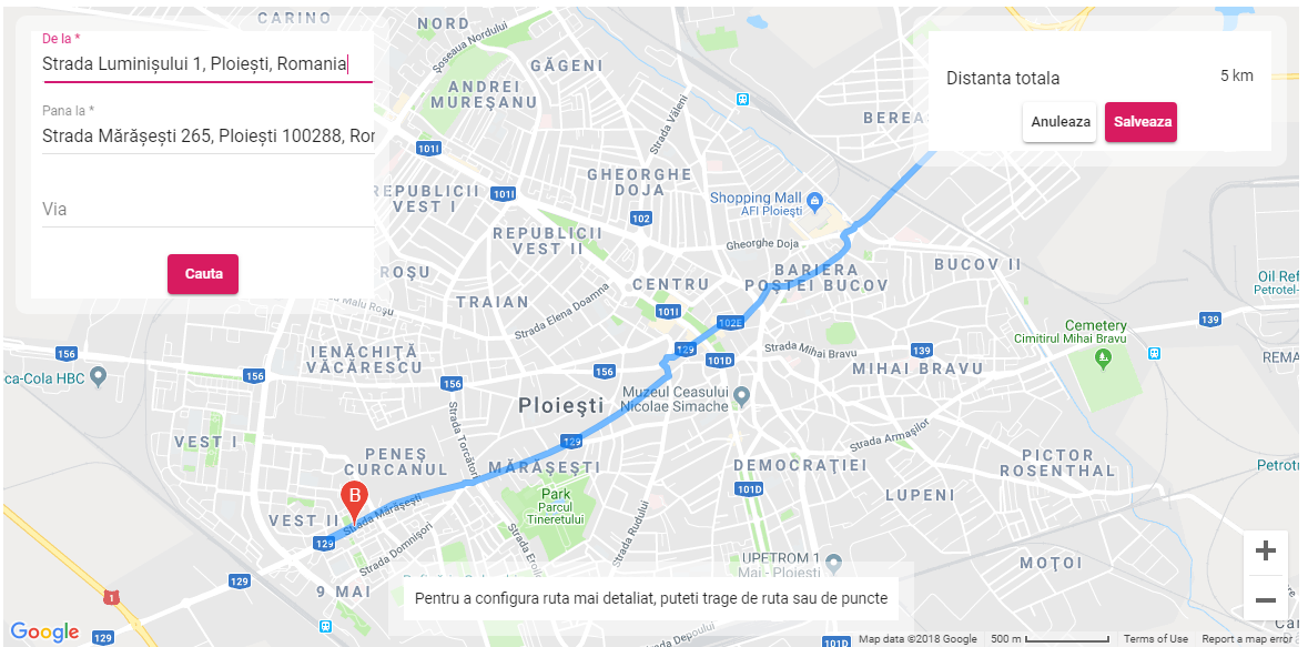 configurare-google-maps configurare rute foi de parcurs
