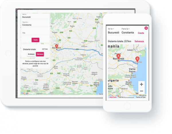 map1 configurare rute cu google maps
